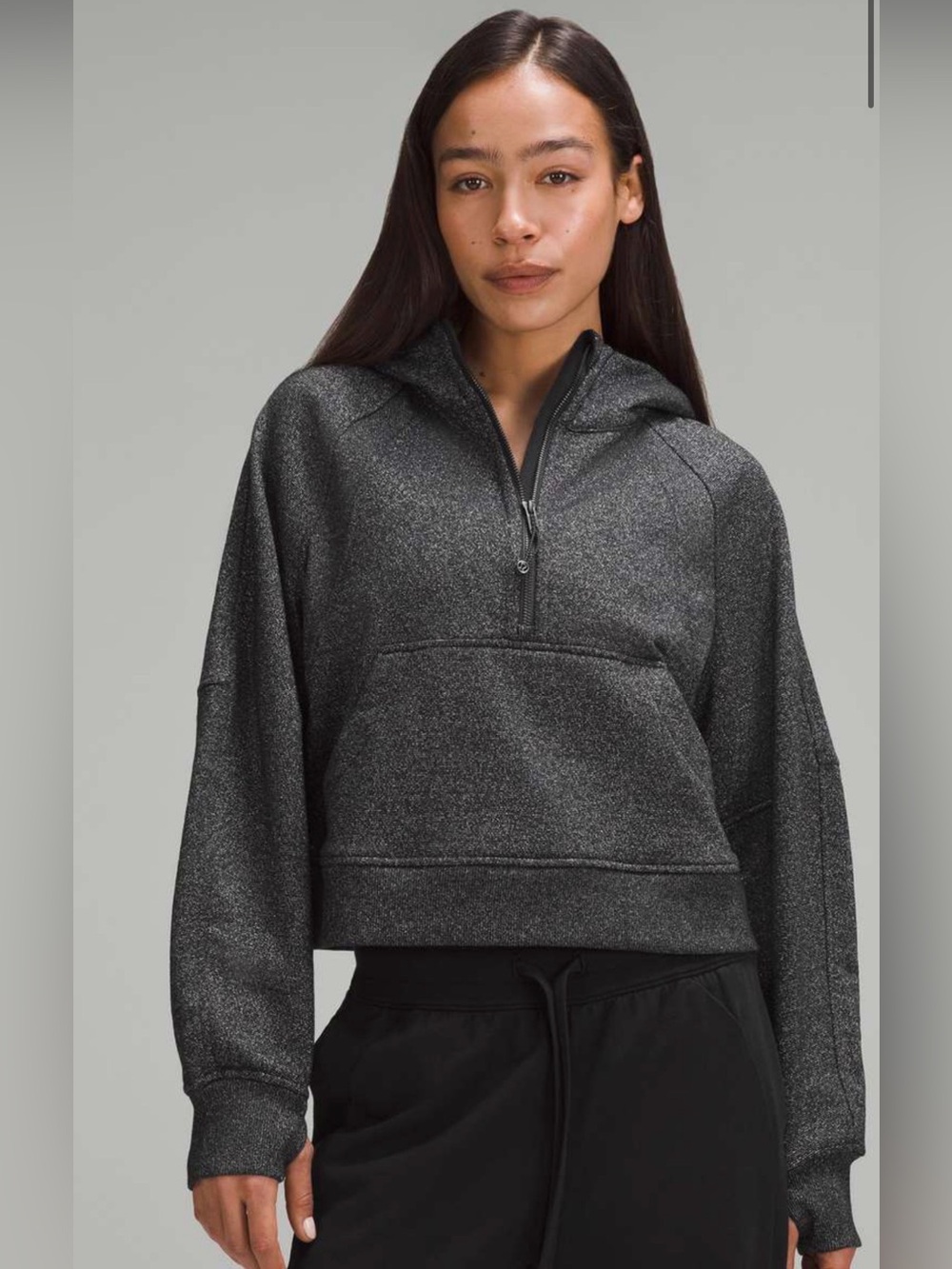 Lululemon Scuba Oversized Half-Zip Hoodie Spark Black Silver M/L NWOT
